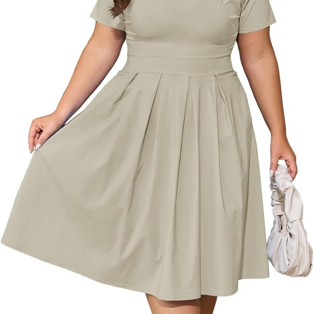 Plus Size Summer Dress Womens Off Shoulder A-Line Swing Midi Perfect for Casual